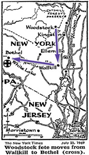 NYT 1969-07-23: Woodstock fete moves from Wallkill to Bethel